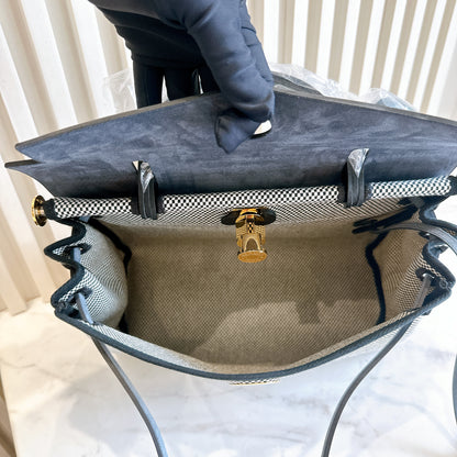 Hermes Herbag Zip PM 31 Ecru/Blanc/Black Toile Quadrille Viking & Vache Hunter