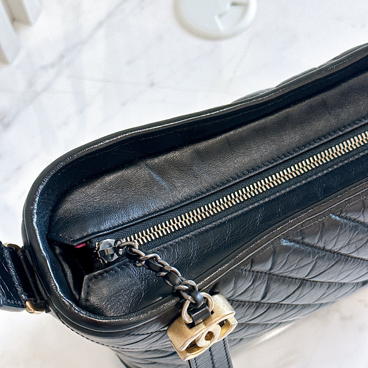Chanel Gabrielle Medium in Black Chevron