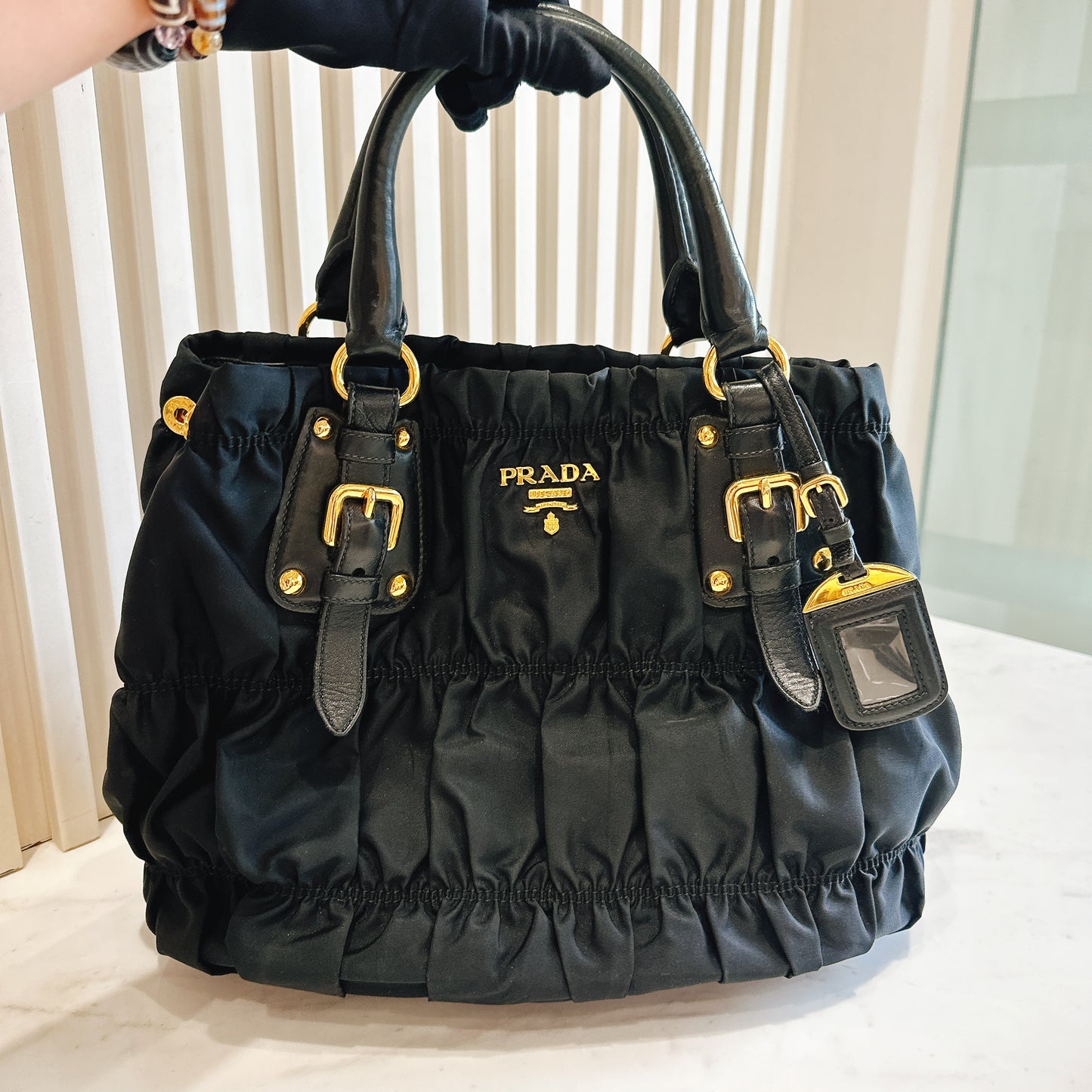 Prada Gaufre in Black Nylon