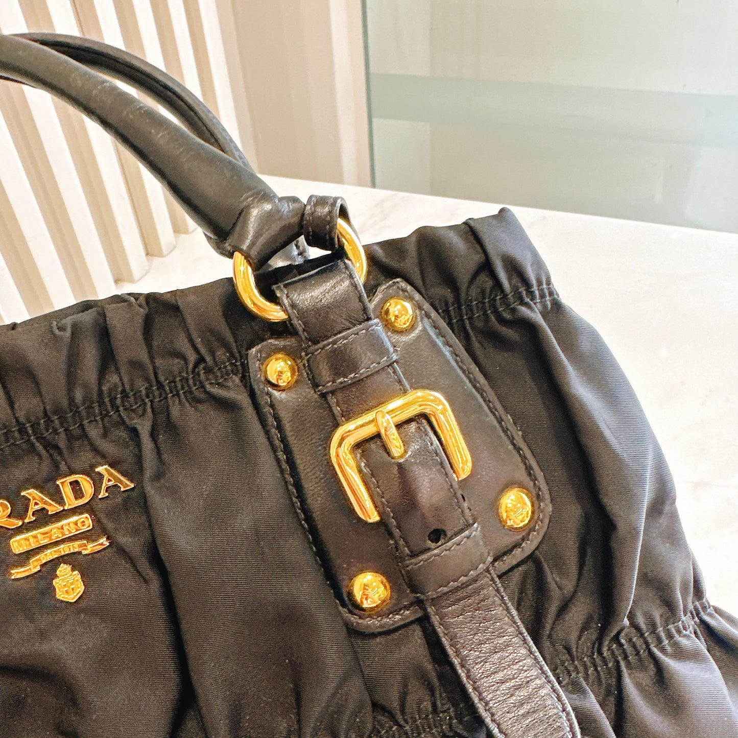 Prada Gaufre in Black Nylon