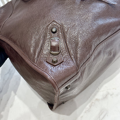 Balenciaga Work Tote in Burgundy Arena Lambskin