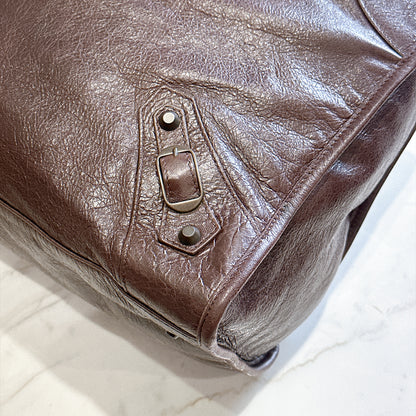 Balenciaga Work Tote in Burgundy Arena Lambskin