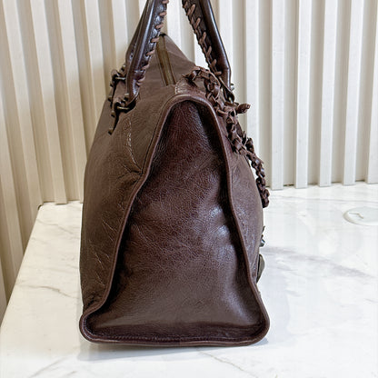 Balenciaga Work Tote in Burgundy Arena Lambskin