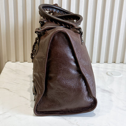 Balenciaga Work Tote in Burgundy Arena Lambskin