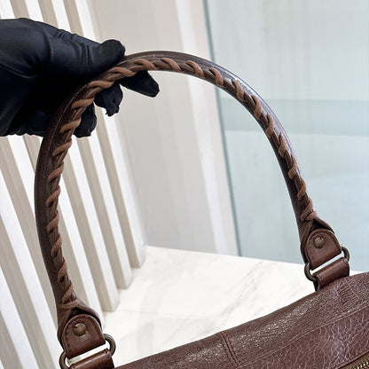 Balenciaga Work Tote in Burgundy Arena Lambskin