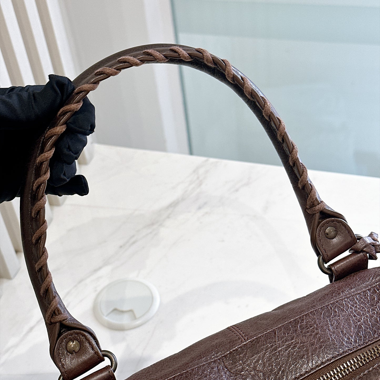 Balenciaga Work Tote in Burgundy Arena Lambskin
