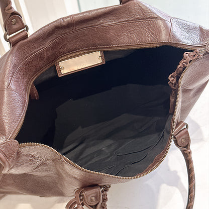 Balenciaga Work Tote in Burgundy Arena Lambskin
