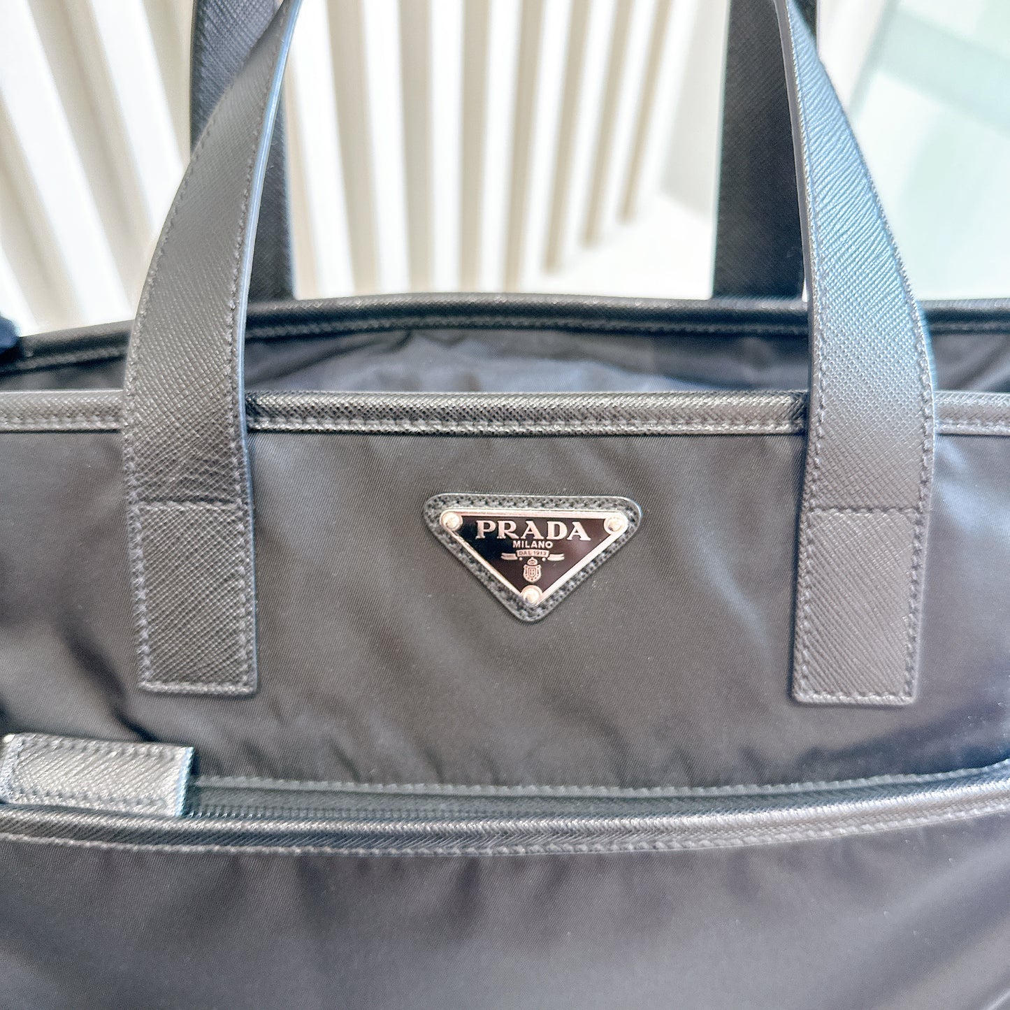 Prada Nero Saffiano Tessuto 2 Ways Tote