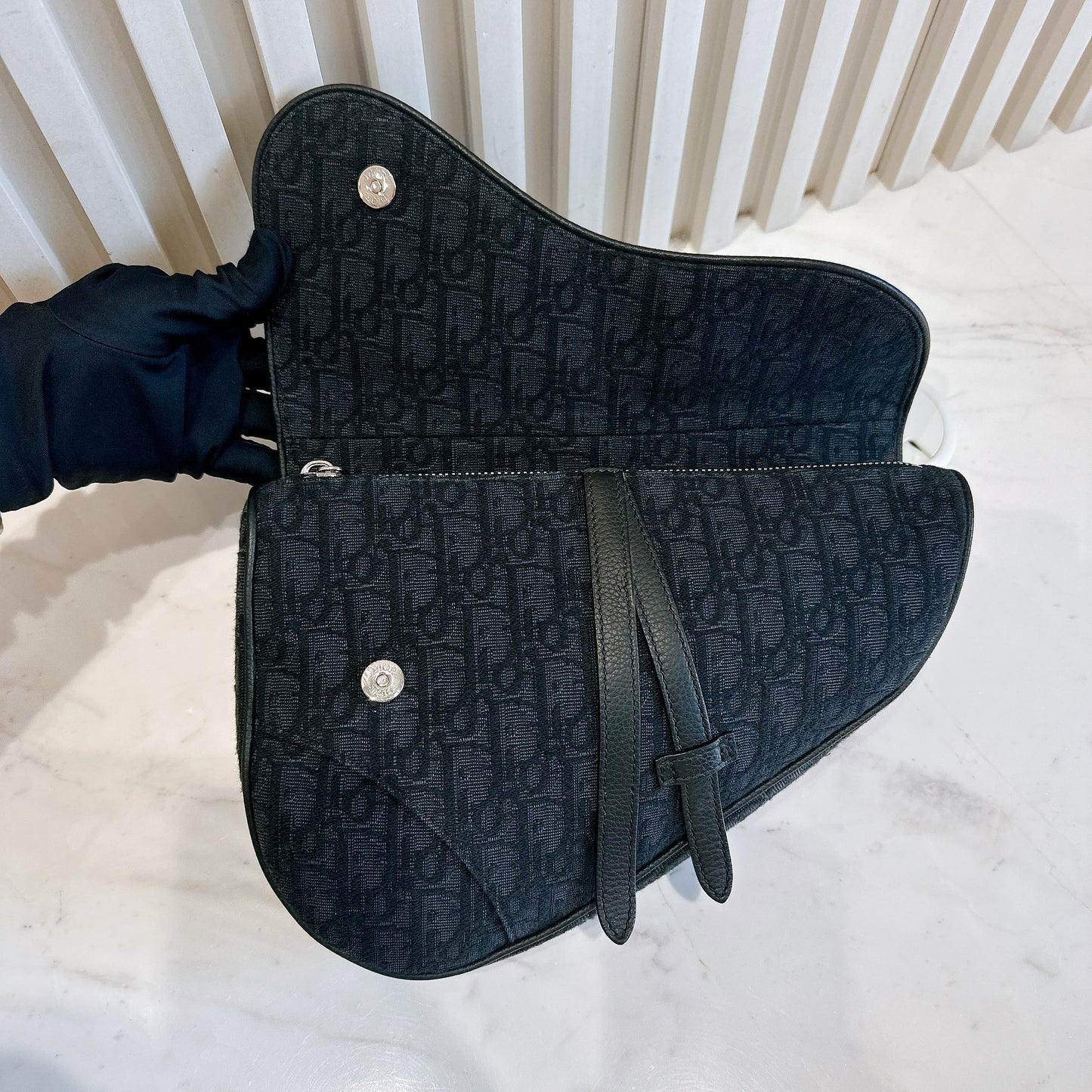 Dior Saddle Bag in Black Dior Oblique Jacquard
