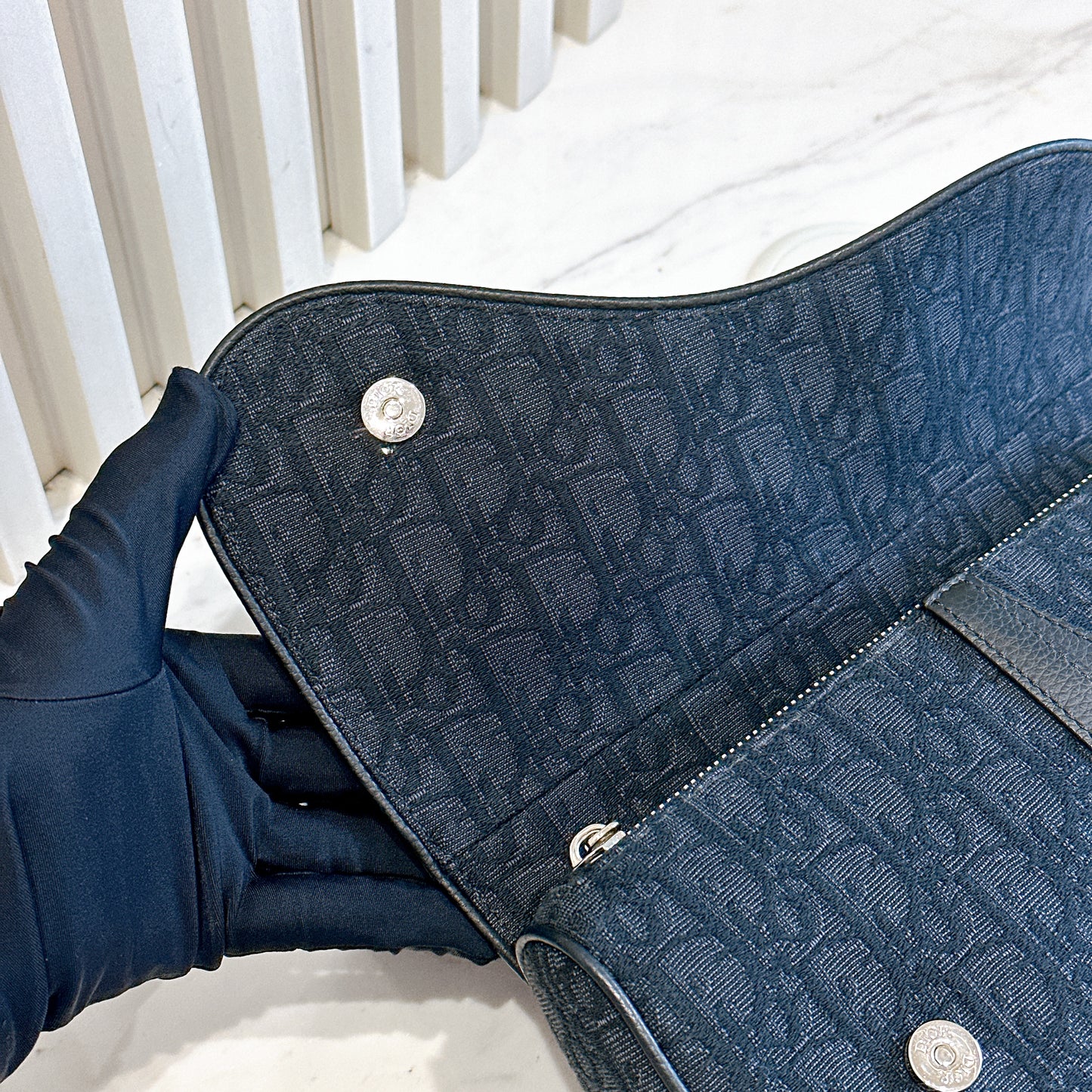 Dior Saddle Bag in Black Dior Oblique Jacquard