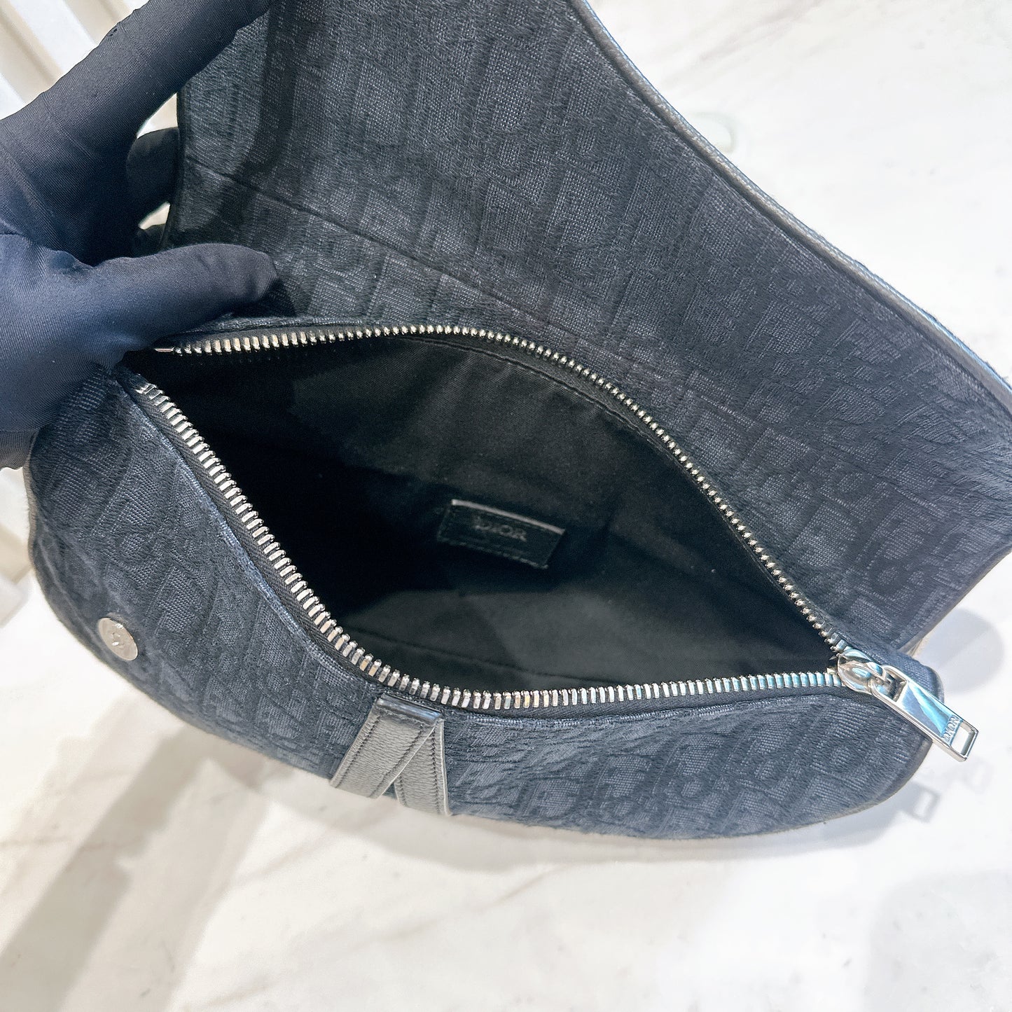 Dior Saddle Bag in Black Dior Oblique Jacquard