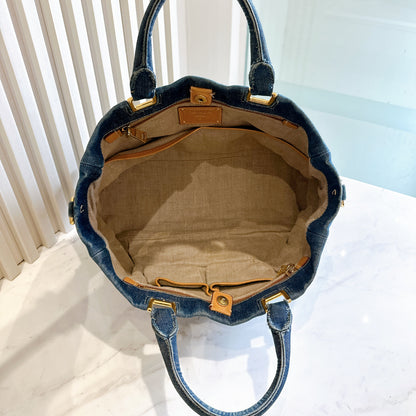 Prada Logo Jacquerd Blue Denim 2 Way Bag