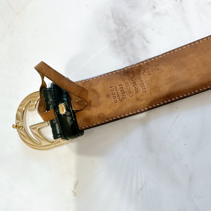 Gucci Guccissima Interlocking Belt in Black GHW