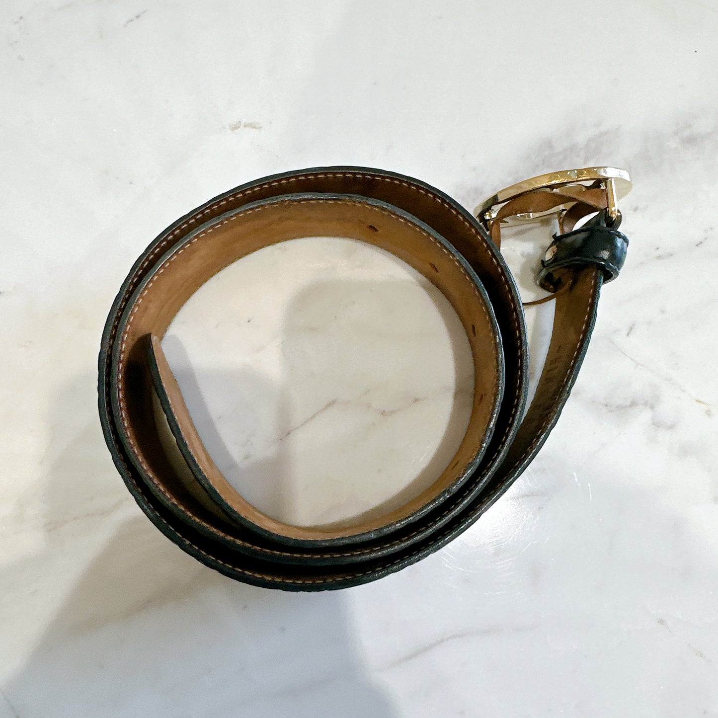 Gucci Guccissima Interlocking Belt in Black GHW
