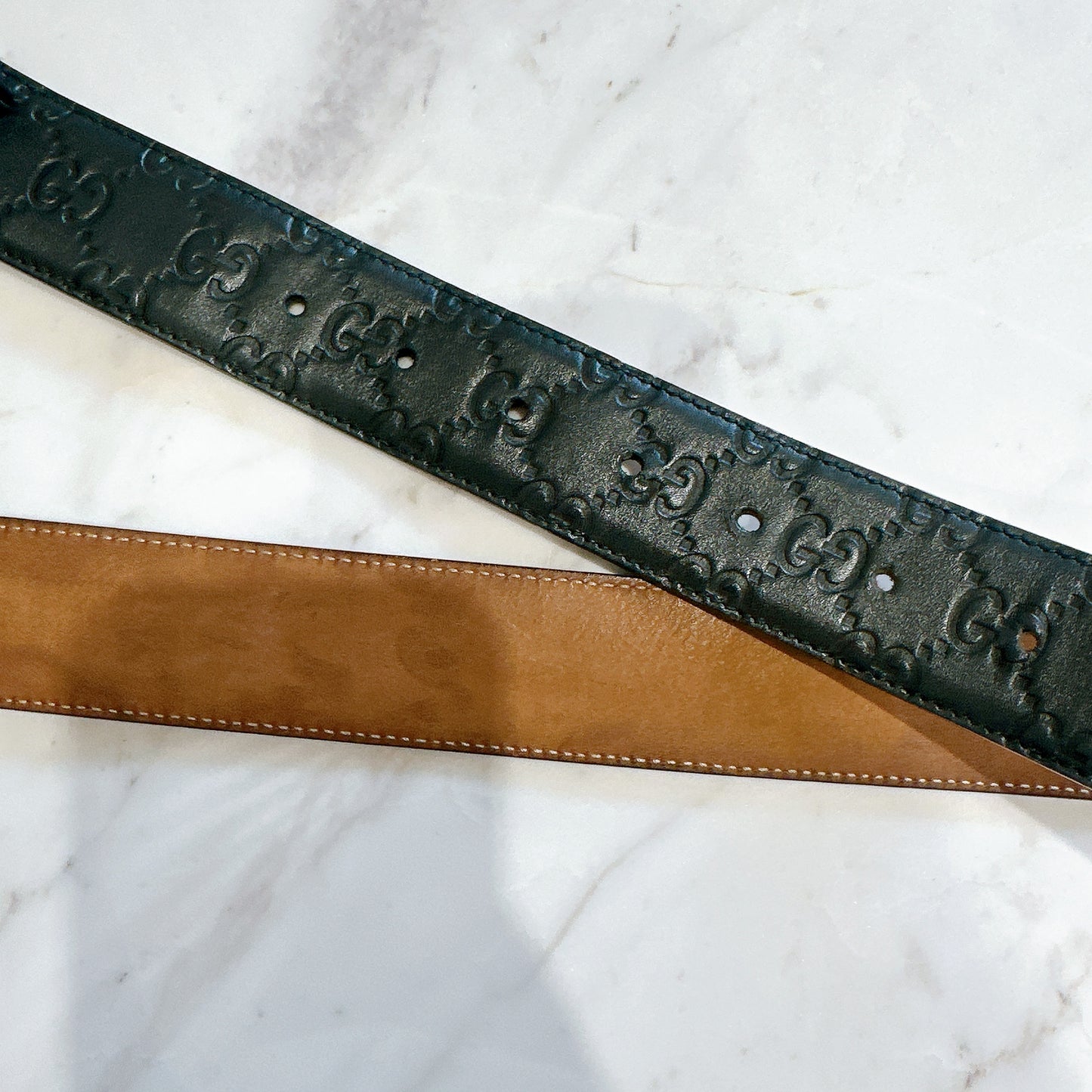 Gucci Guccissima Interlocking Belt in Black GHW