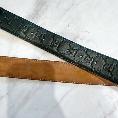 Gucci Guccissima Interlocking Belt in Black GHW