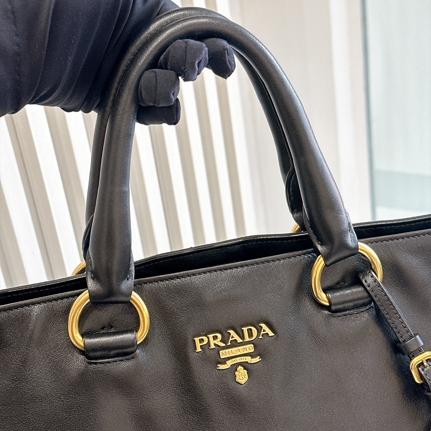 Prada 2 Way Tote Bag in Black Calfskin BN2477
