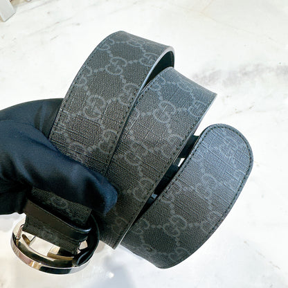 Gucci Supreme Canvas G Logo Belt in Black SHW