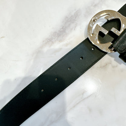 Gucci Supreme Canvas G Logo Belt in Black SHW