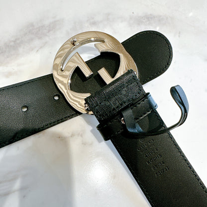 Gucci Supreme Canvas G Logo Belt in Black SHW