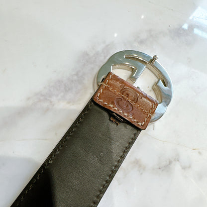 Gucci Supreme Leather G logo Belt in Brown SHW