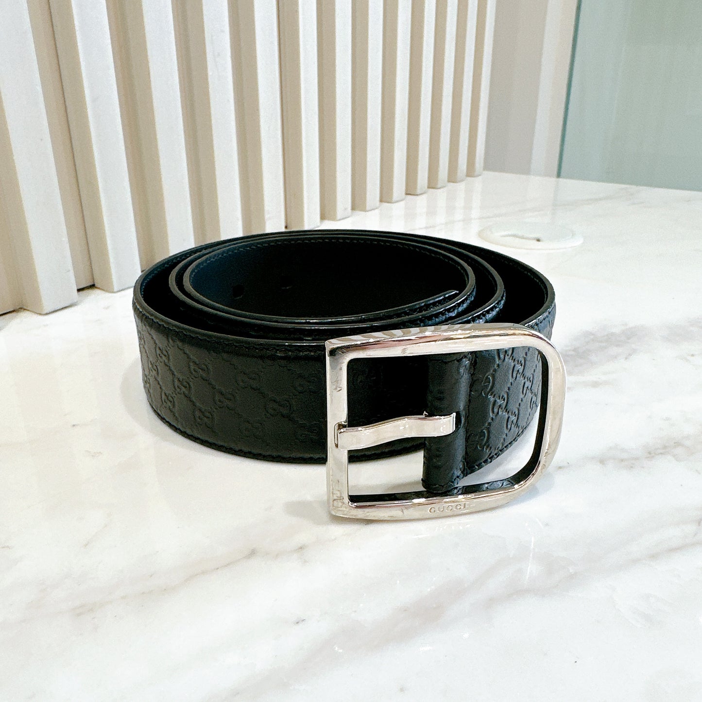 Gucci Supreme Leather Belt in Black SHW