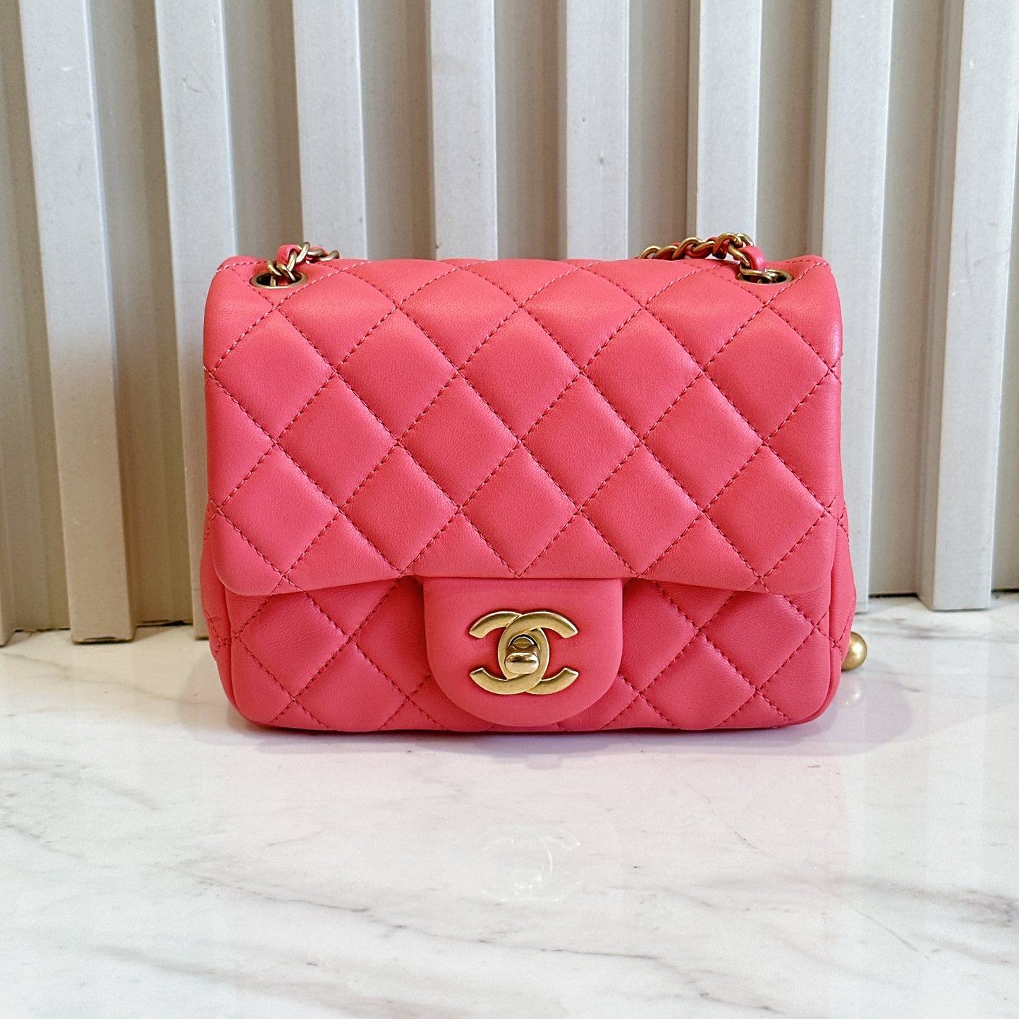 Chanel Mini Square with Pearl Crush in Pink