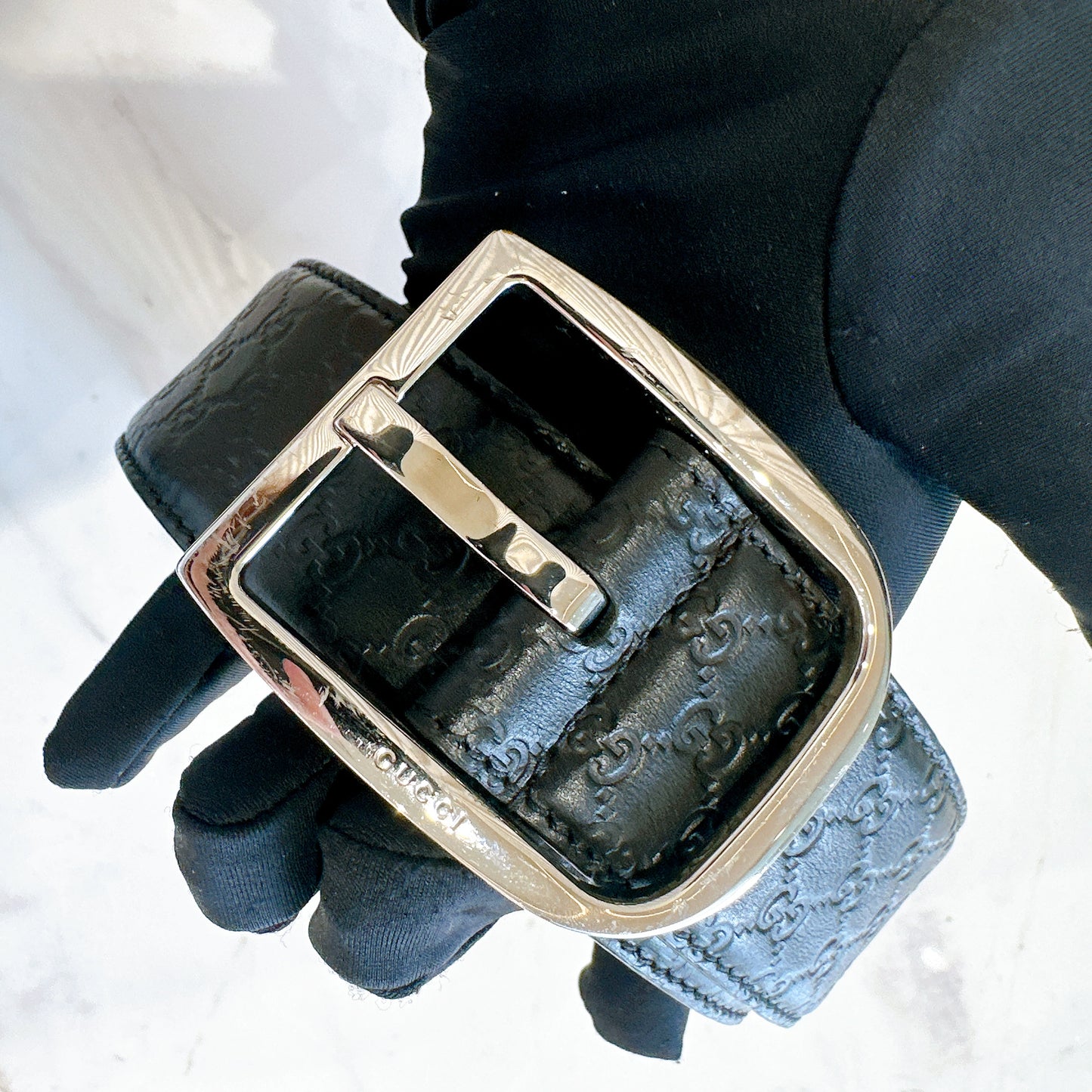 Gucci Supreme Leather Belt in Black SHW