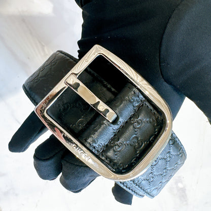 Gucci Supreme Leather Belt in Black SHW