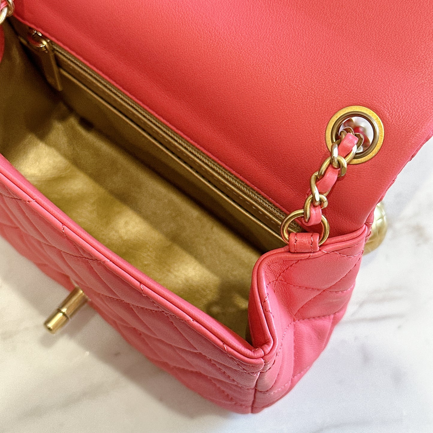 Chanel Mini Square with Pearl Crush in Pink