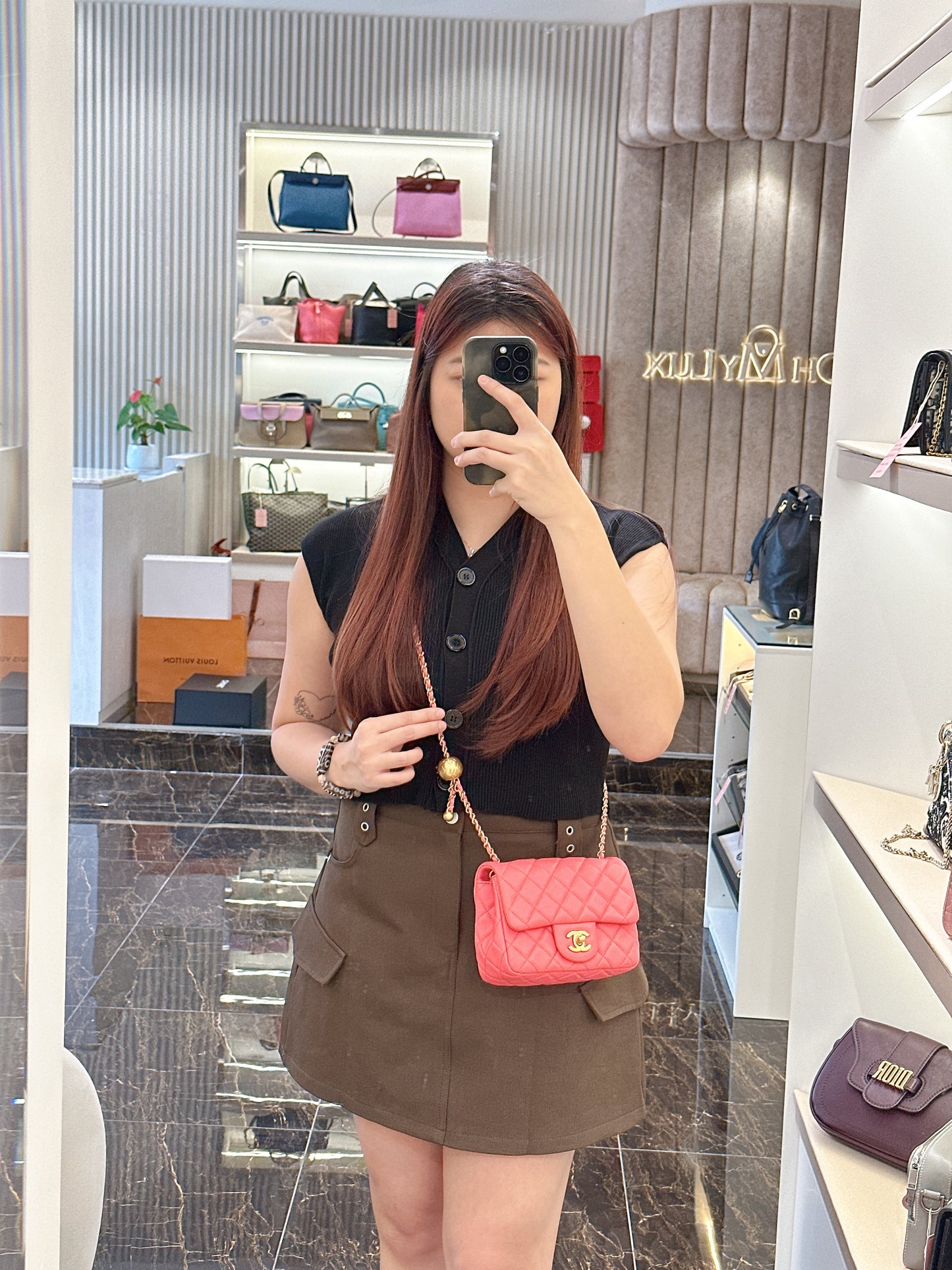 Chanel Mini Square with Pearl Crush in Pink