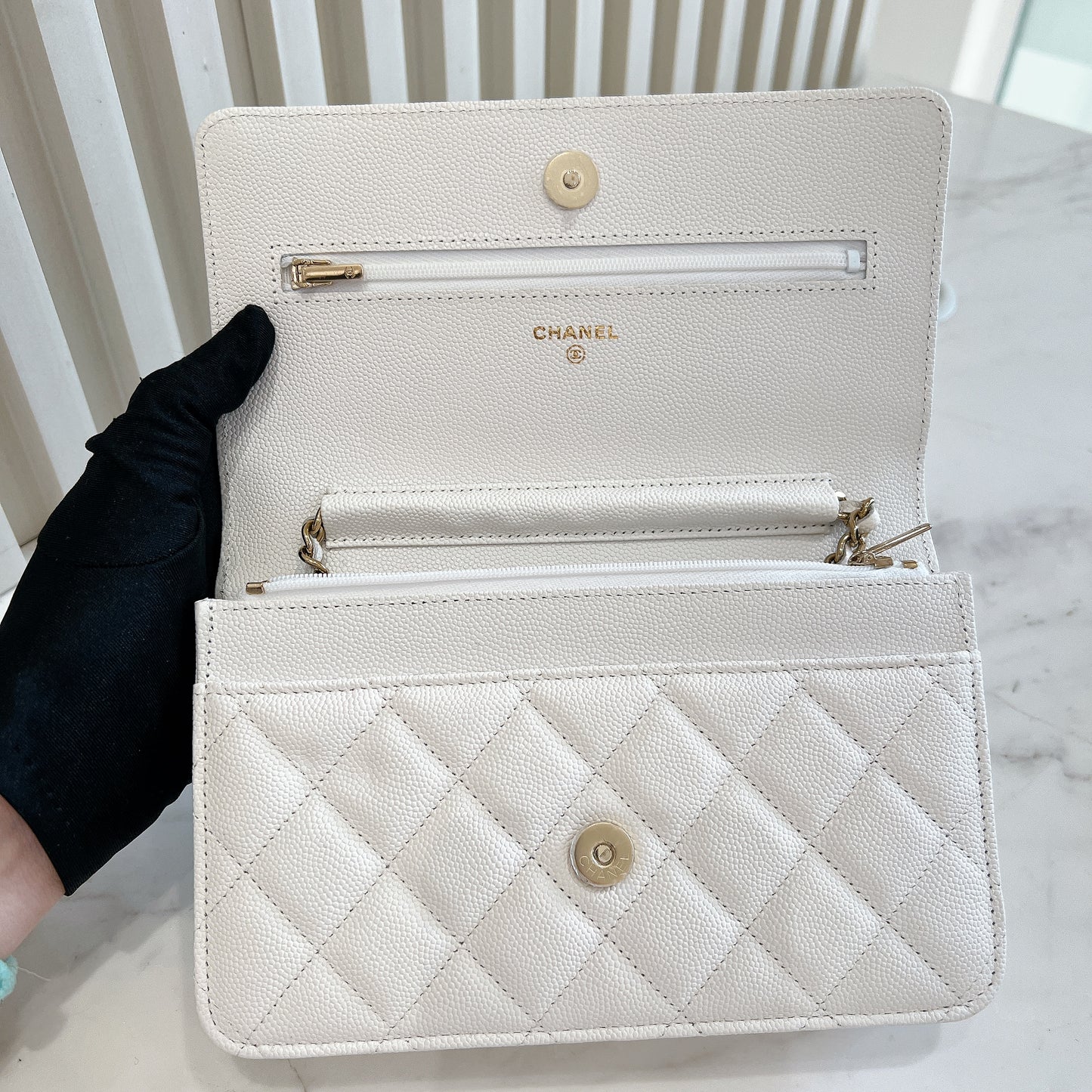 Chanel WOC in White LGHW