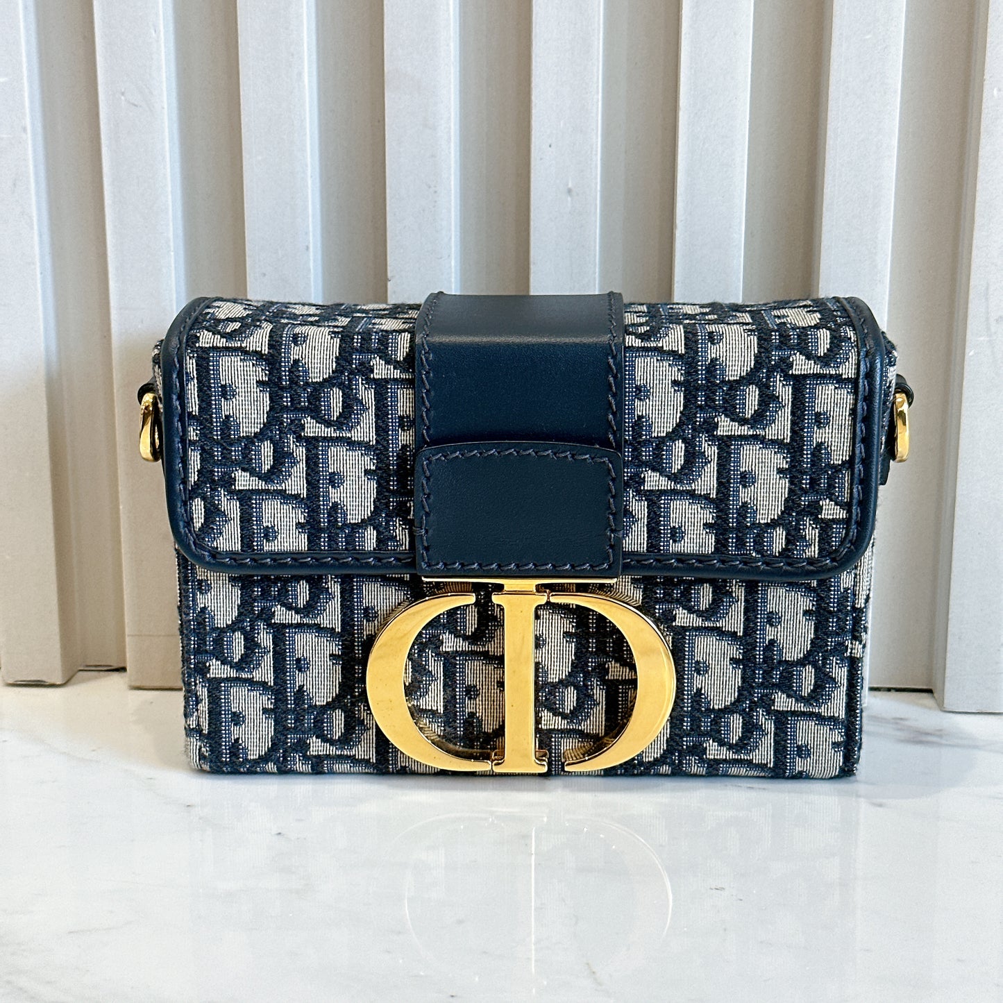 Dior Montaigne 30 Box in Blue Dior Oblique