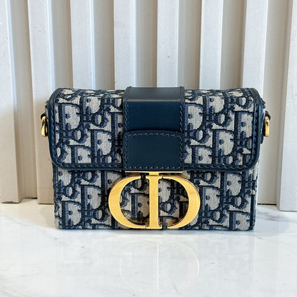 Dior Montaigne 30 Box in Blue Dior Oblique