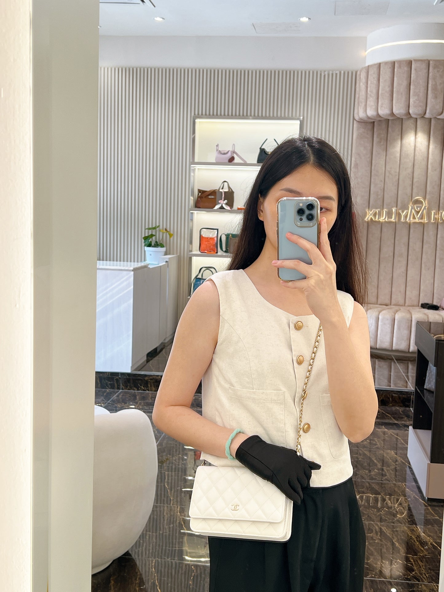 Chanel WOC in White LGHW