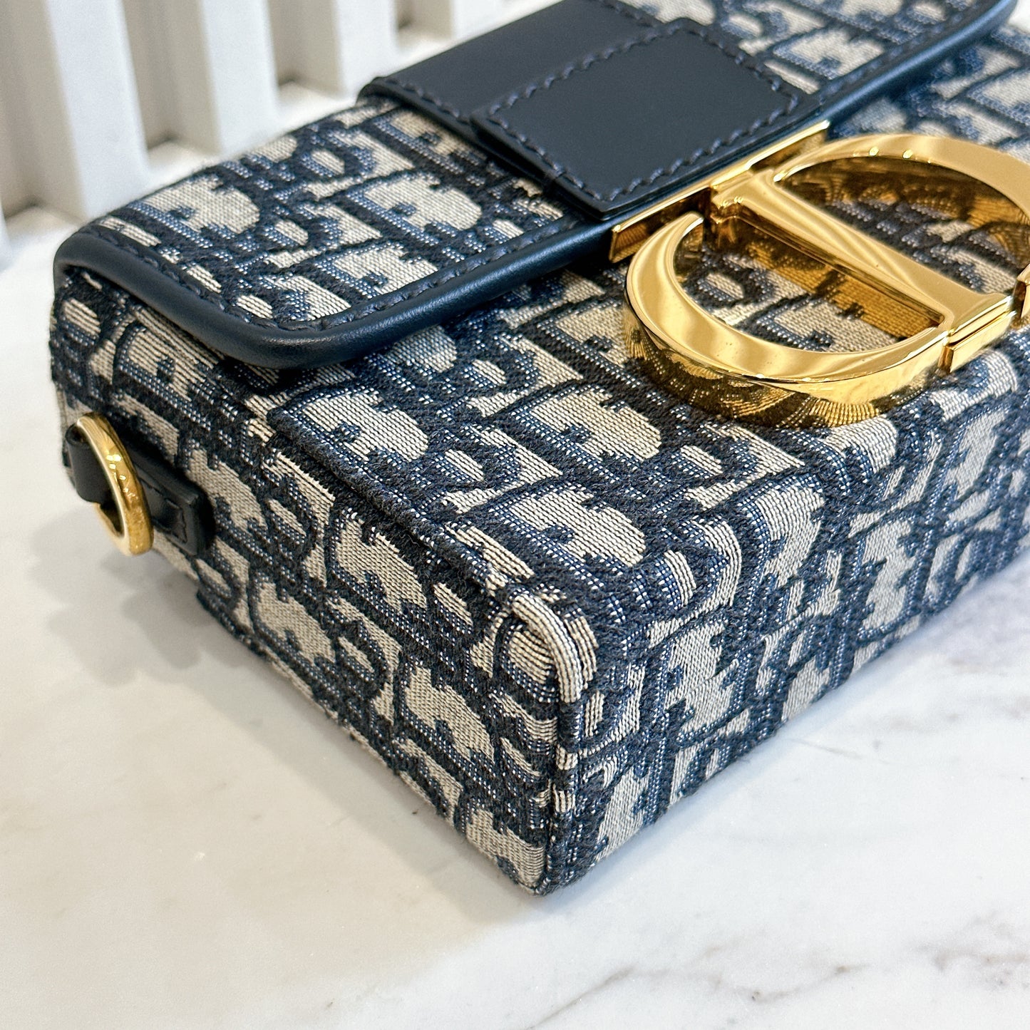 Dior Montaigne 30 Box in Blue Dior Oblique