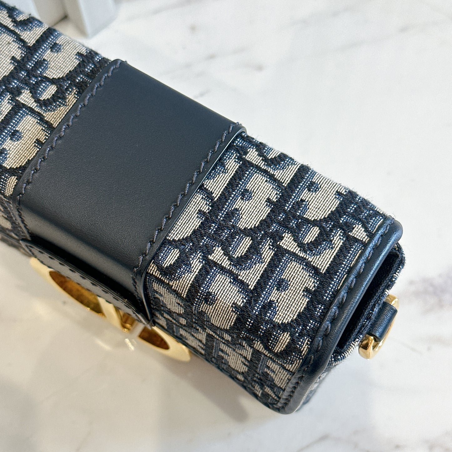 Dior Montaigne 30 Box in Blue Dior Oblique