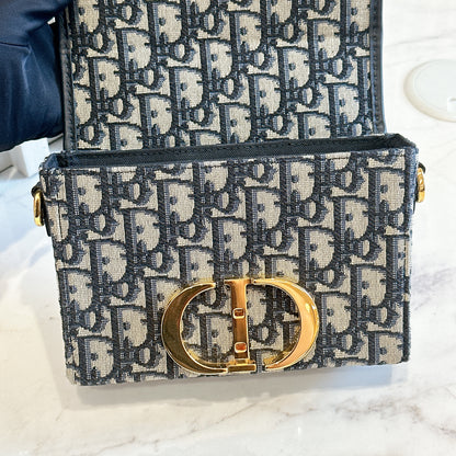 Dior Montaigne 30 Box in Blue Dior Oblique