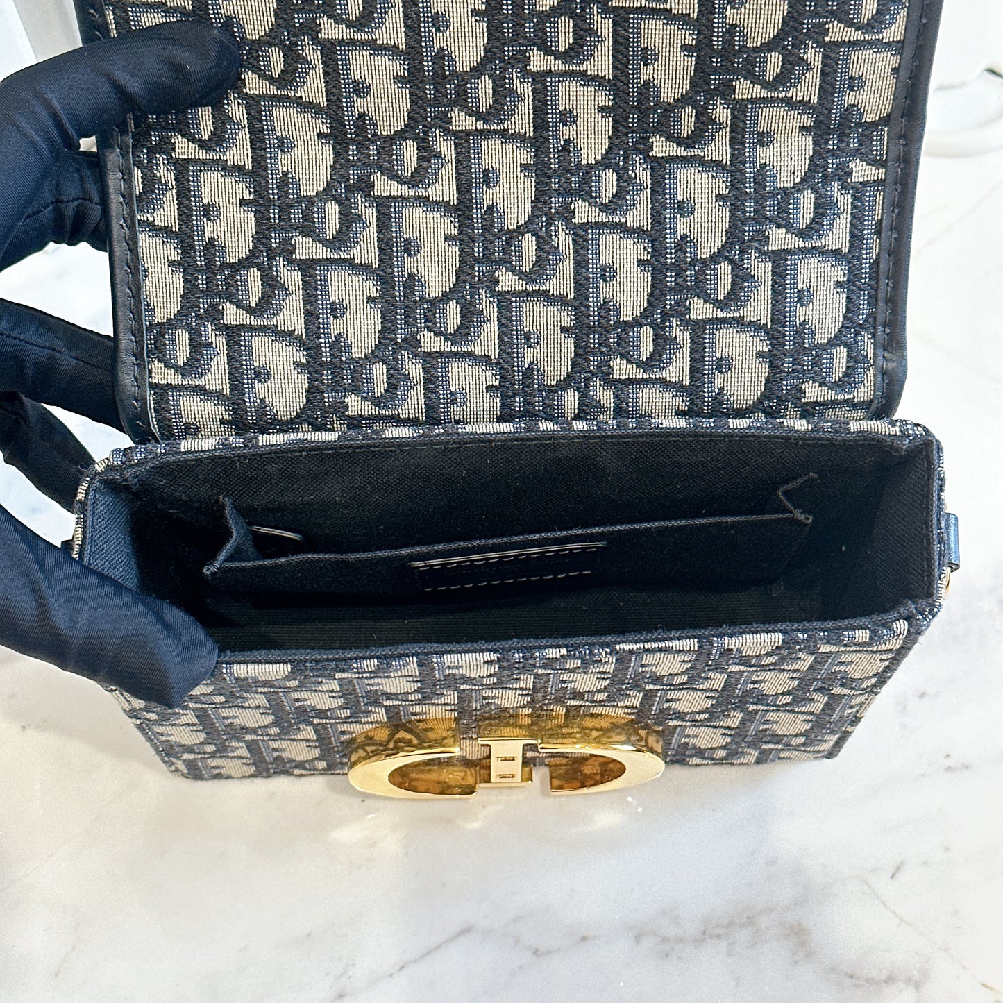 Dior Montaigne 30 Box in Blue Dior Oblique