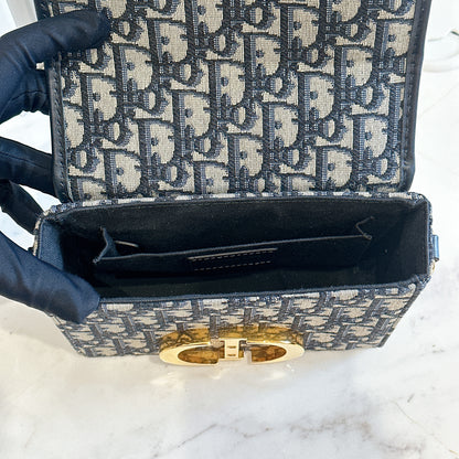 Dior Montaigne 30 Box in Blue Dior Oblique