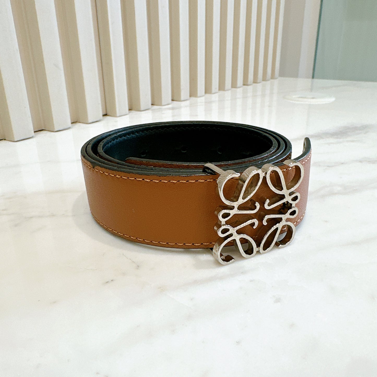 Loewe Brown Calfskin Reversible Anagram Belt