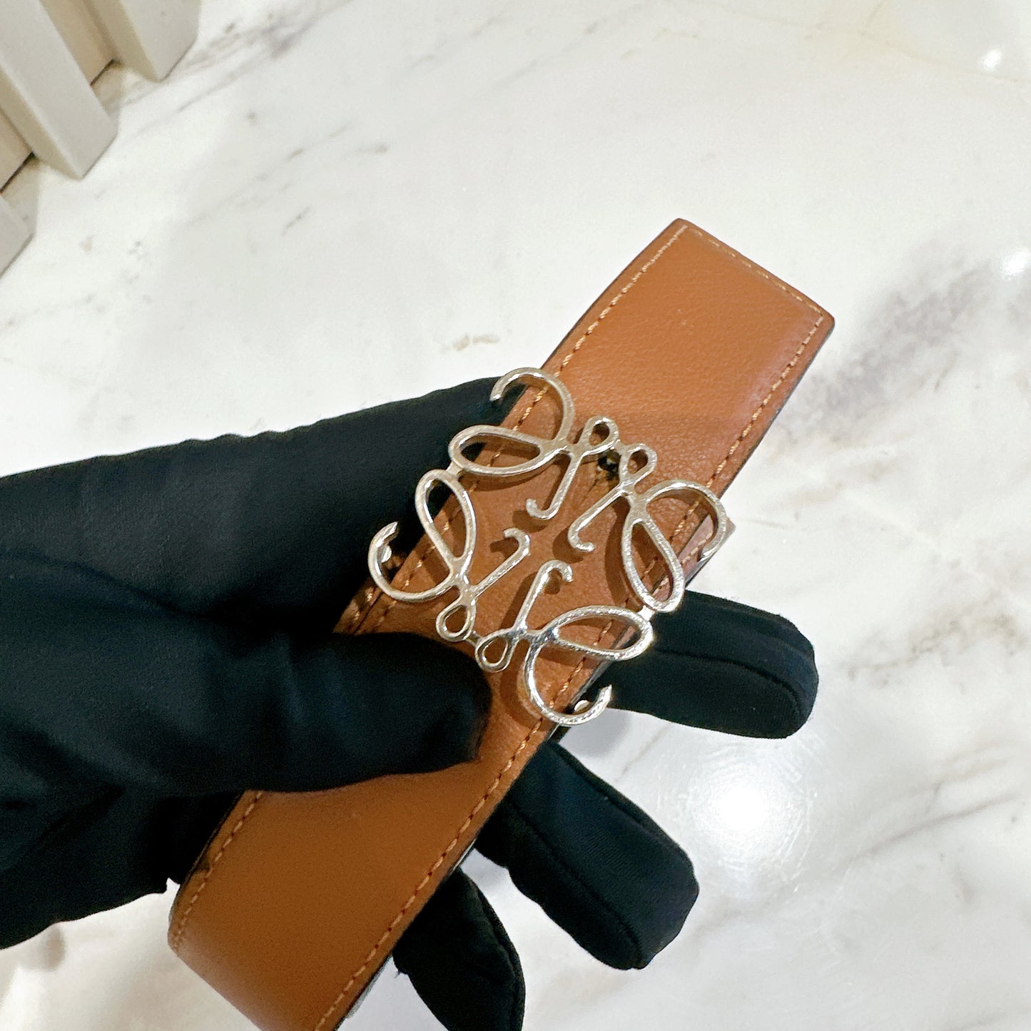 Loewe Brown Calfskin Reversible Anagram Belt