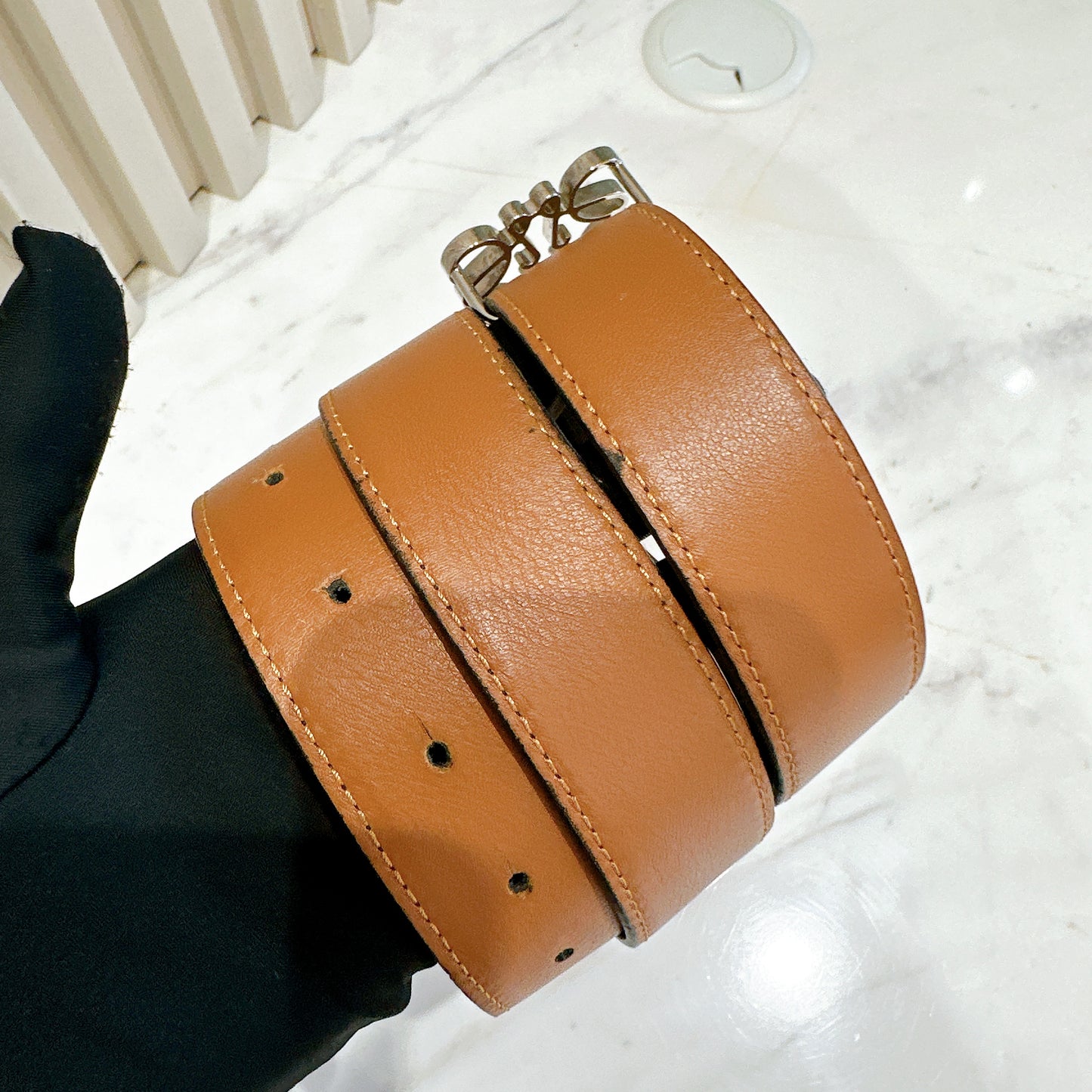 Loewe Brown Calfskin Reversible Anagram Belt