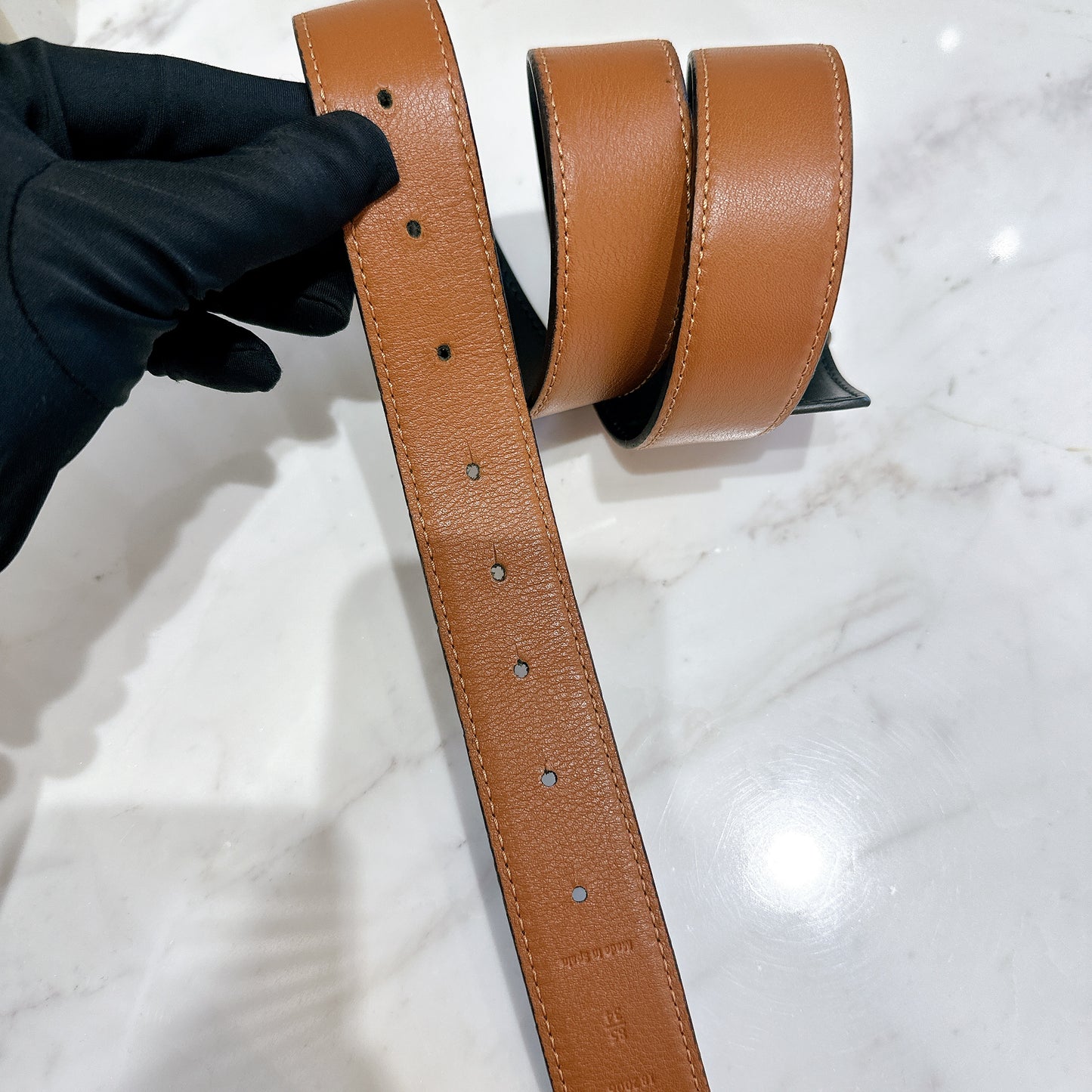 Loewe Brown Calfskin Reversible Anagram Belt