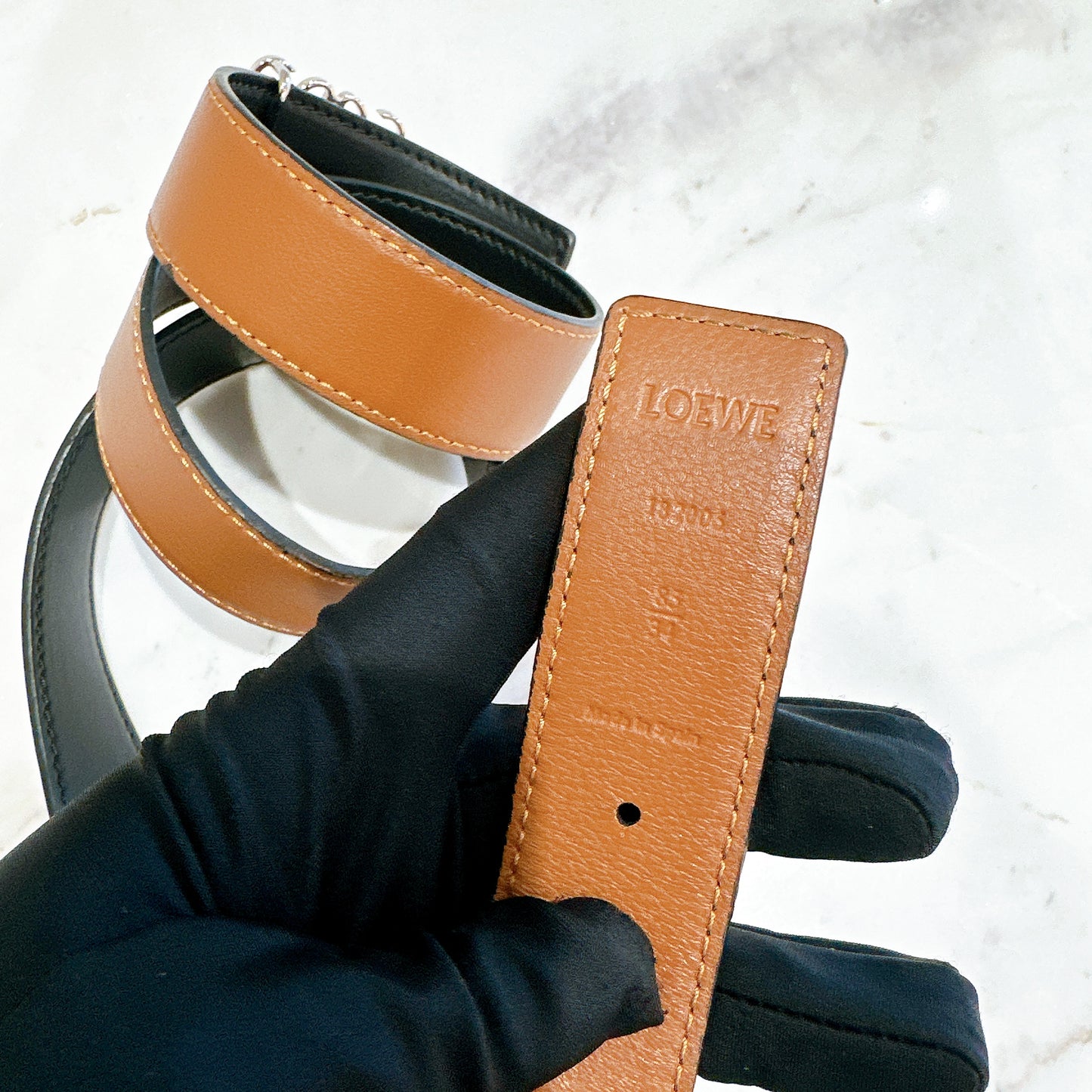 Loewe Brown Calfskin Reversible Anagram Belt