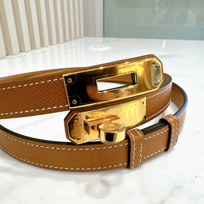 Hermes Kelly Epsom Belt in Gold GHW