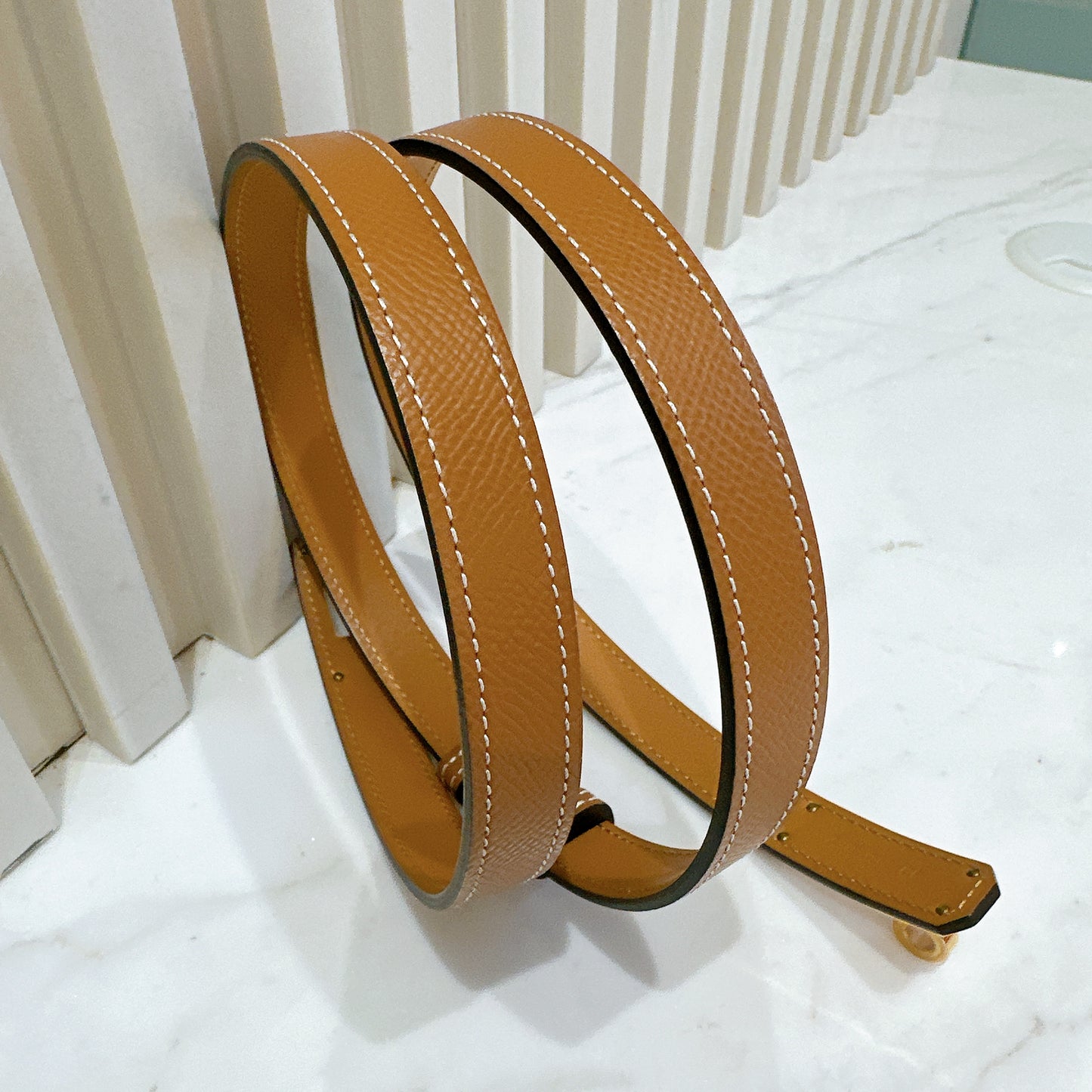Hermes Kelly Epsom Belt in Gold GHW