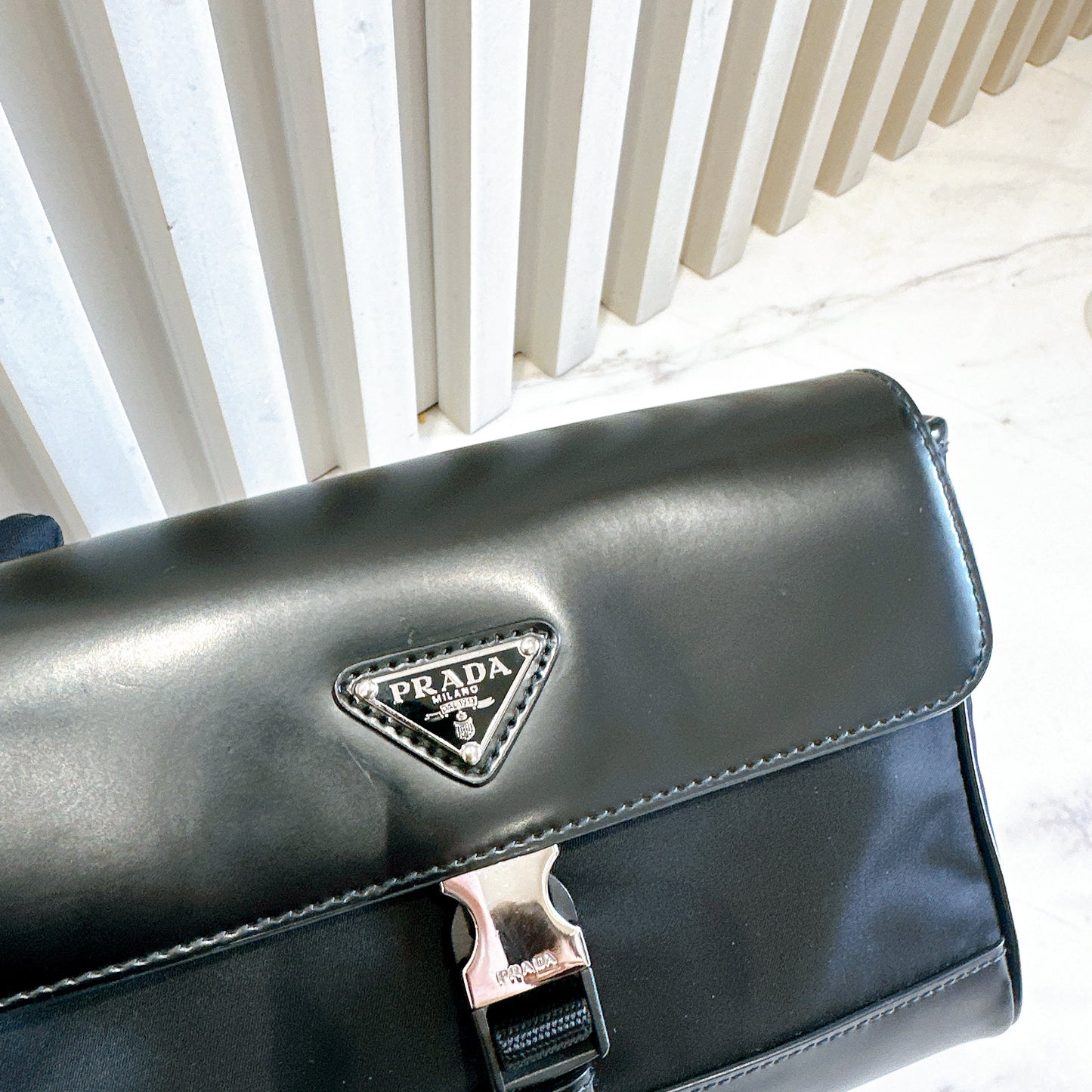 Prada Nylon and Leather Small Crossbody Bag