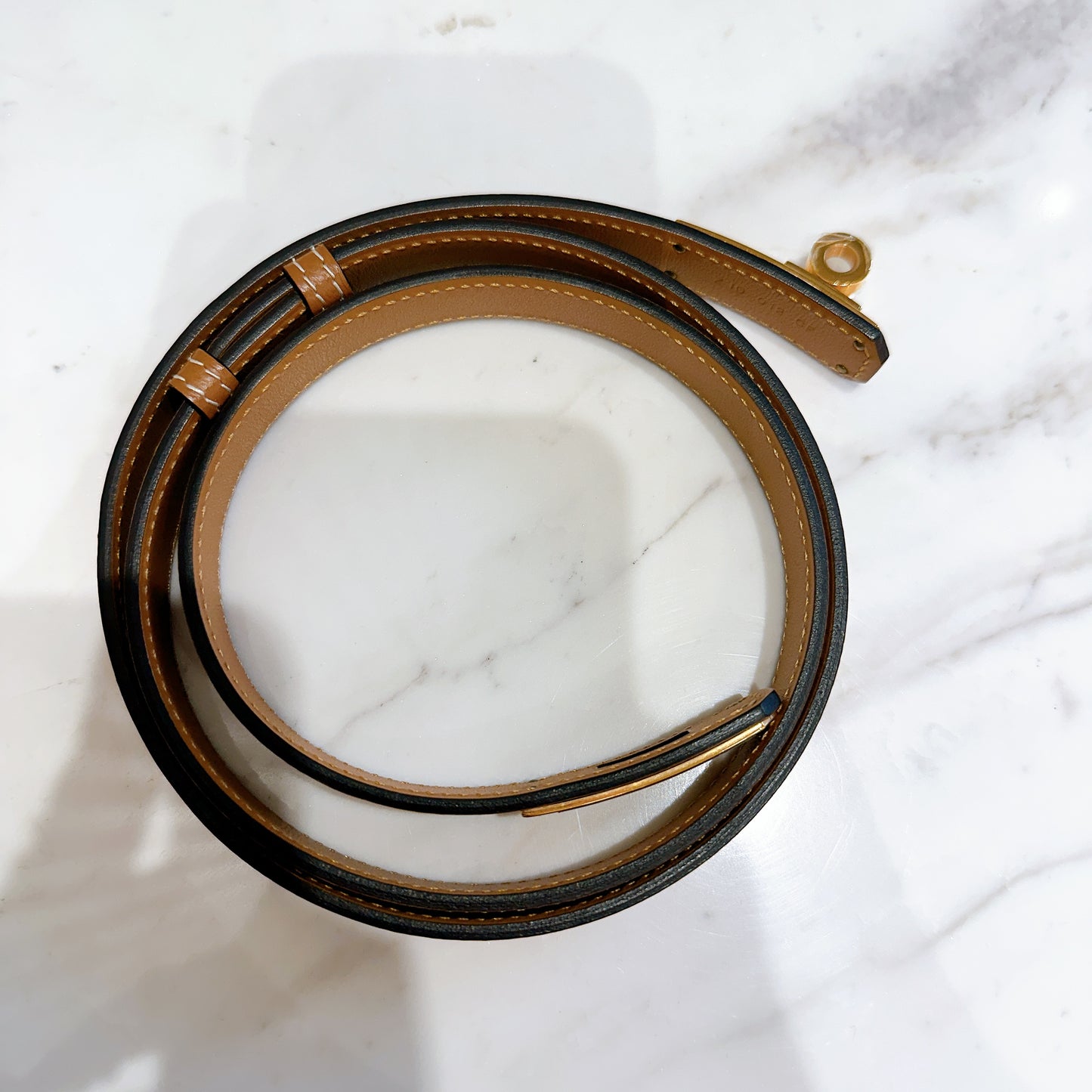 Hermes Kelly Epsom Belt in Gold GHW