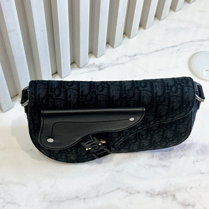 Dior Saddle Messenger Bag in Black Dior Oblique Jacquard